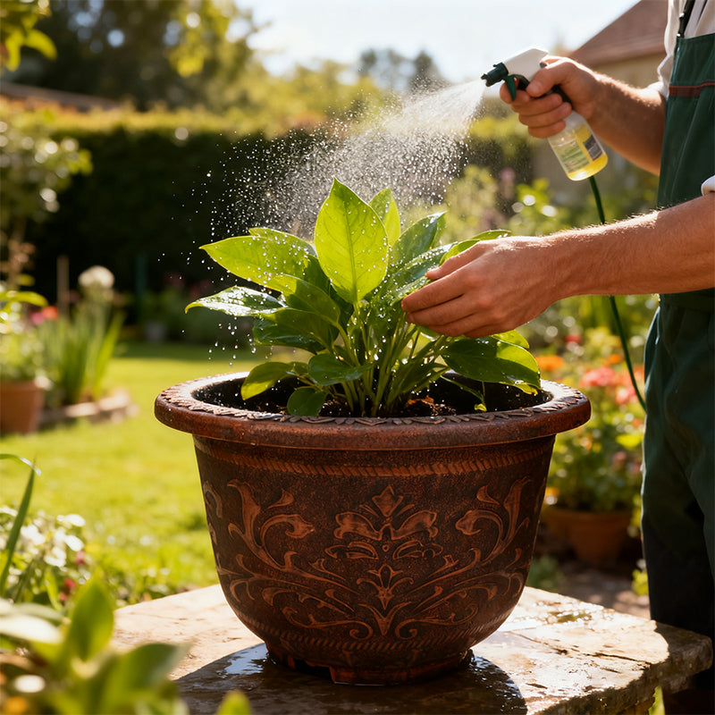 Solum Vitae 17-in 45# Terra-F Round Textured Outdoor Flower Pots Evergreen Act of Watering for Courtyard,Premium Outdoor Planters for Gardening