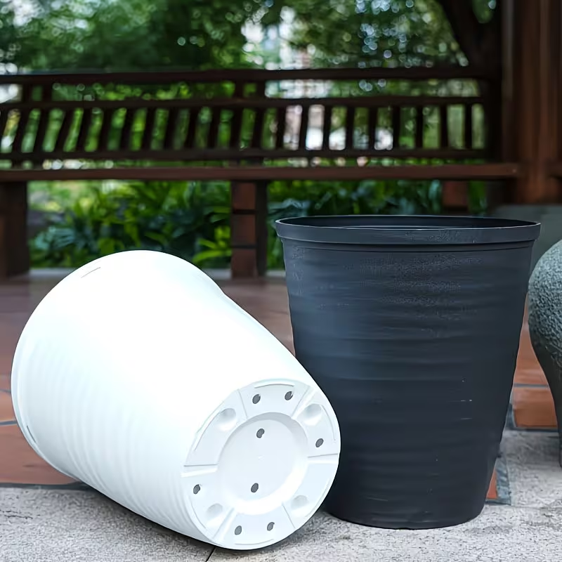Solum Vitae 12-in 28# Fon Round Textured Modern Planters Back View for Outdoor Garden,Premium Modern Planters  for Gardening