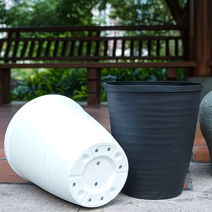 Solum Vitae 12-in 28# Fon Round Textured Modern Planters Back View for Outdoor Garden,Premium Modern Planters  for Gardening