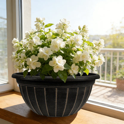 Solum Vitae 12-in 30# Fon Round Textured Pots for Plants Side Profile for Windowsill,Premium Plant Pots for Gardening