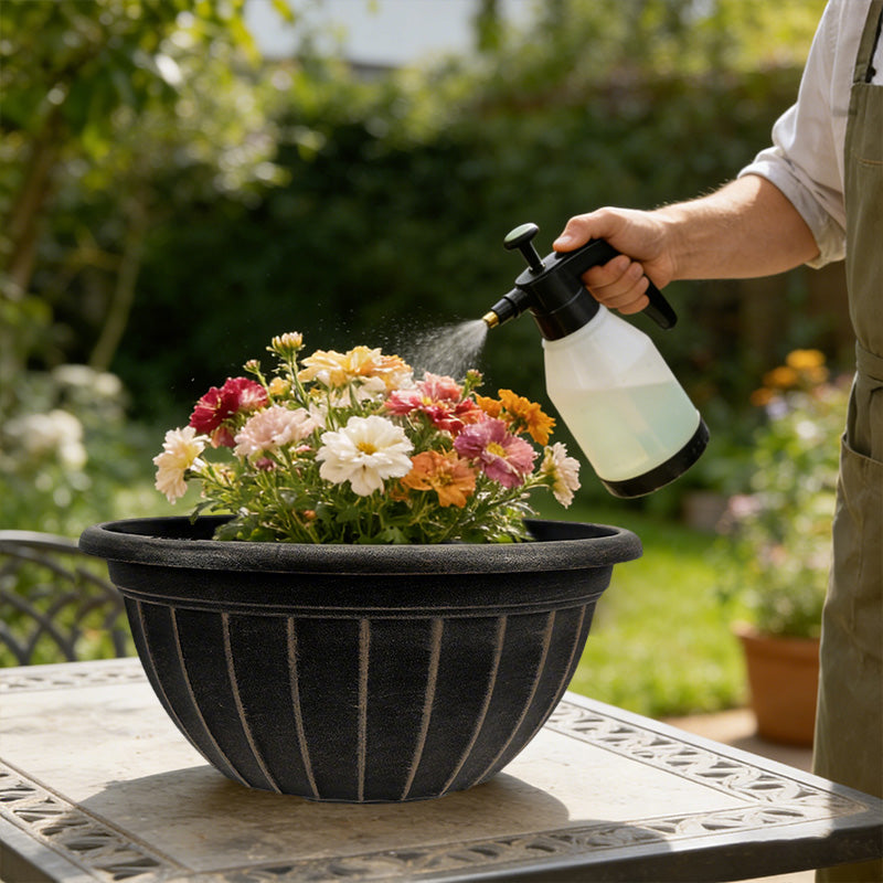 Solum Vitae 12-in 30# Fon Round Textured Pots for Plants Act of Watering for Patio Table,Premium Plant Pots for Gardening