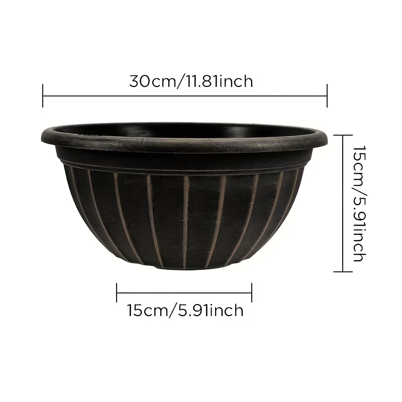 Solum Vitae 12-in 30# Fon Round Textured Pots for Plants Size Display for Home Garden,Premium Plant Pots for Gardening