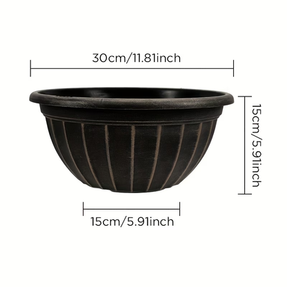 Solum Vitae 12-in 30# Fon Round Textured Pots for Plants Size Display for Home Garden,Premium Plant Pots for Gardening