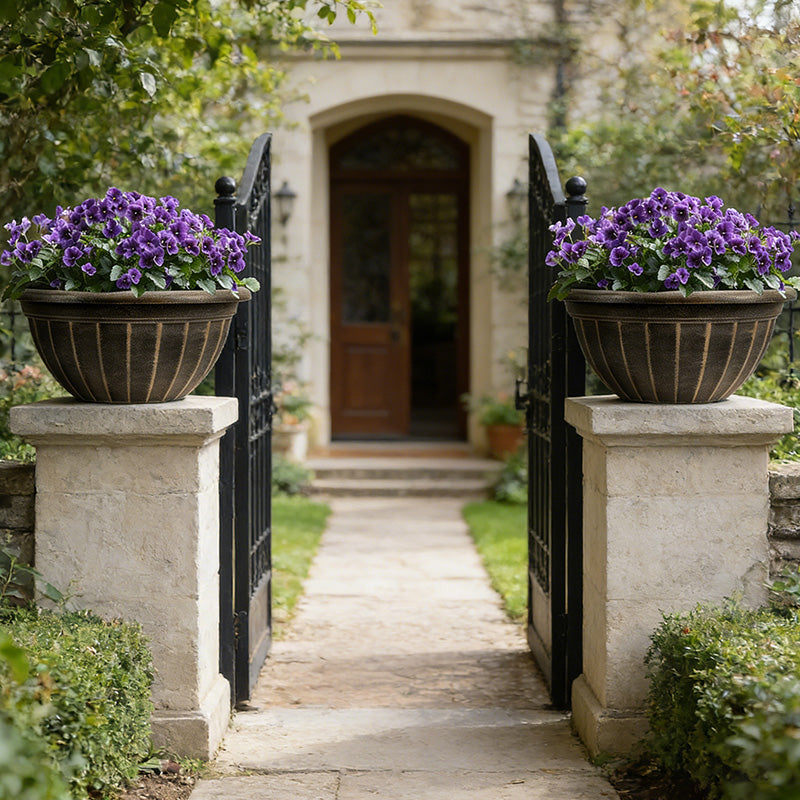 Solum Vitae 12-in 30# Fon Round Textured Pots for Plants Full Set Display for Entryway Welcome,Premium Plant Pots for Gardening
