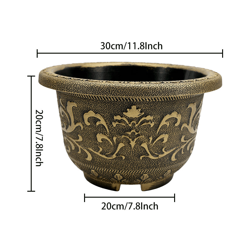 Solum Vitae 12-in 30# Terra-F Round Textured Planters Outdoor Size Displayfor Empty Pot,Premium Outdoor Planters for Gardening