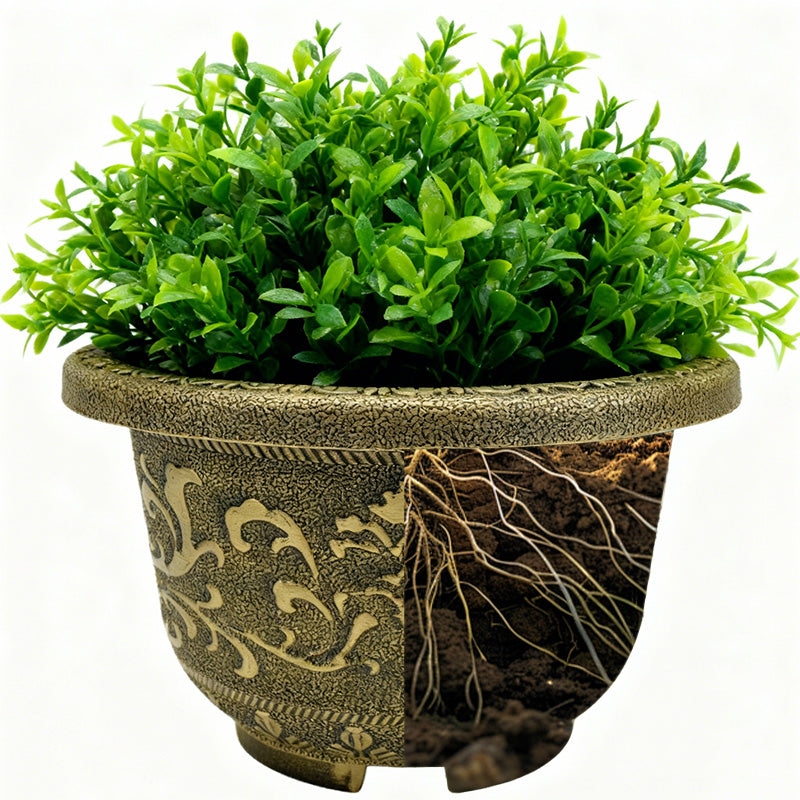 Solum Vitae 12-in 30# Terra-F Round Textured Planters Outdoor Guanzi Yongyang New Growth for Home Garden,Premium Outdoor Planters for Gardening