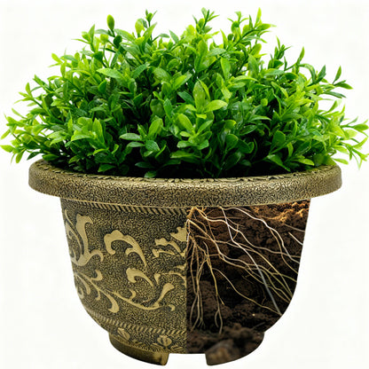 Solum Vitae 12-in 30# Terra-F Round Textured Planters Outdoor Guanzi Yongyang New Growth for Home Garden,Premium Outdoor Planters for Gardening