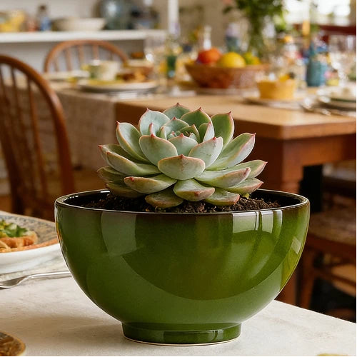 Solum Vitae 13-in 33# Lux Round Textured Indoor Planters Succulent Close-up Texture Detail for Patio Table,Premium Indoor Planters for Gardening