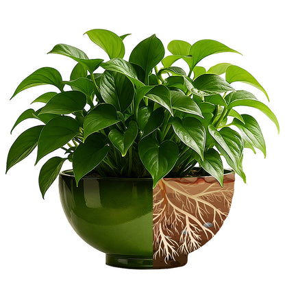 Solum Vitae 13-in 33# Lux Round Textured Indoor Planters Devil's Ivy Roots and Soil for Full Scene,Premium Indoor Planters for Gardening