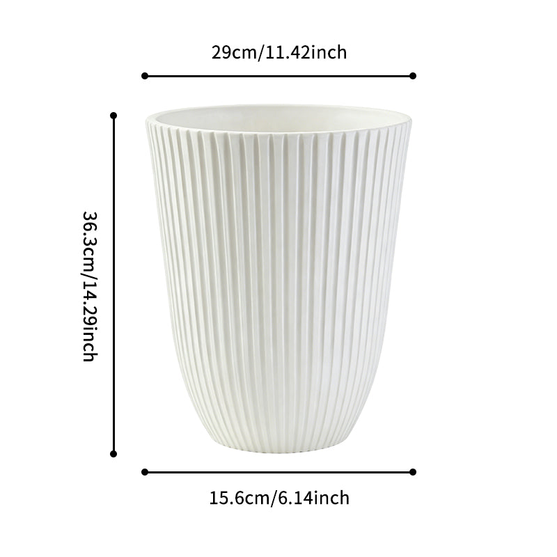 Solum Vitae 14-in 29# Fon Round White Textured Tall Planters Size Displayfor Empty Pot,Premium Tall Planters for Gardening