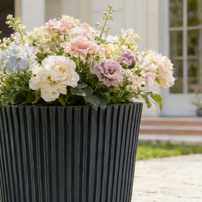 Solum Vitae 14-in 29# Fon Round Textured Tall Planters Echinacea Close-up Texture Detail for Outdoor Garden,Premium Tall Planters for Gardening