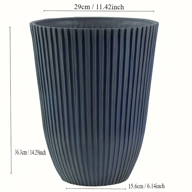 Solum Vitae 14-in 29# Fon Round Black Textured Tall Planters Size Display for Full Scene,Premium Tall Planters for Gardening