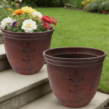 Solum Vitae 15-in 38# Fon Round Textured Plant Pots Echinacea Close-up Texture Detail for Garden Sanctuary,Premium Plant Pots for Gardening