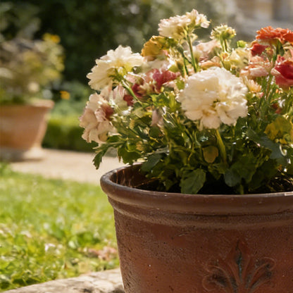 Solum Vitae 15-in 38# Fon Round Textured Plant Pots Coreopsis Side Profile for Outdoor Garden,Premium Plant Pots for Gardening