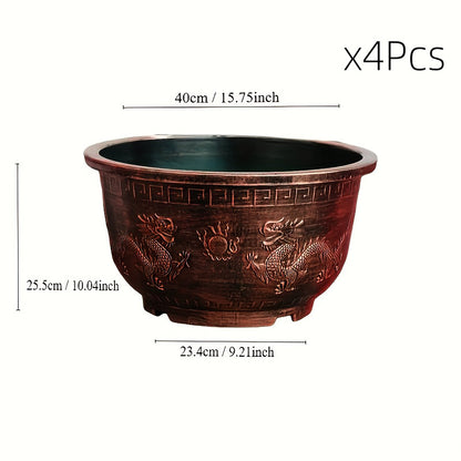 Solum Vitae 16-in 40# Terra-D Round Textured Outdoor Plant Pots Size Display for Backyard Garden,Premium Outdoor Planters for Gardening