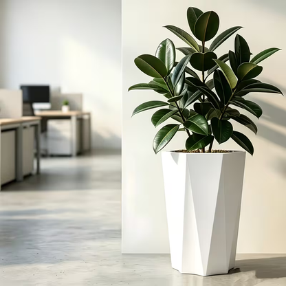 Solum Vitae 16-in 32# Fon Diamond Textured Big Flower Pots Front View for Living Room,Premium Large Planter Pots for Gardening