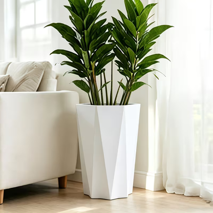 Solum Vitae 16-in 32# Fon Diamond Textured Big Flower Pots Front View for Home Garden ,Premium Large Planter Pots for Gardening
