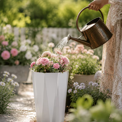Solum Vitae 16-in 32# Fon Diamond Textured Big Flower Pots Top-down Shotfor Act of Watering,Premium Large Planter Pots for Gardening