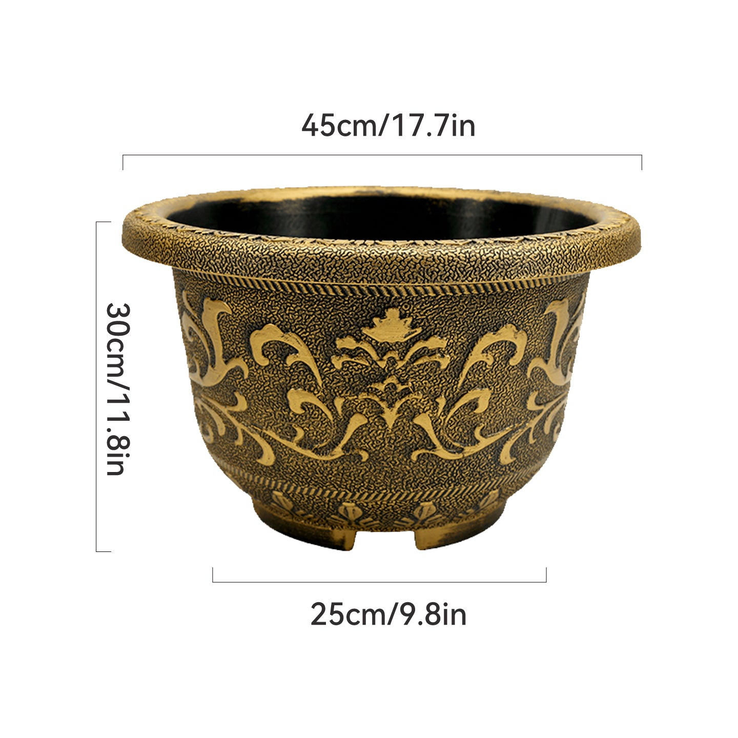 Solum Vitae 17-in 45# Terra-F Round Textured Outdoor Flower Pots Size Display for Empty Pot,Premium Outdoor Planters for Gardening