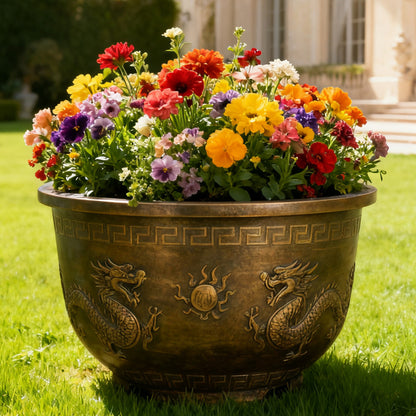 Solum Vitae 17-in 45# Terra-D Round Textured Patio Planters Cosmos Side Profile for Garden Sanctuary,Premium Outdoor Planters for Gardening