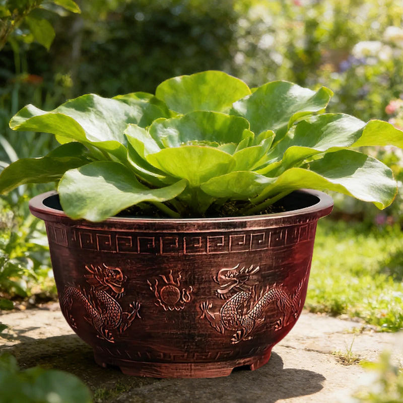 Solum Vitae 17-in 45# Terra-D Round Textured Planting Pots Water Lettuce Side Profile for Outdoor Garden,Premium Outdoor Planters for Gardening