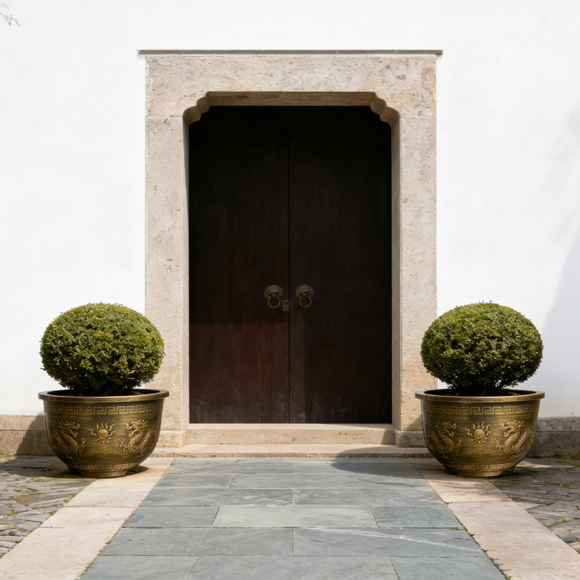 Solum Vitae 17-in 45# Terra-D Round Textured Planting Pots Boxwood Ball Full Set Display for Entryway Welcome,Premium Outdoor Planters for Gardening