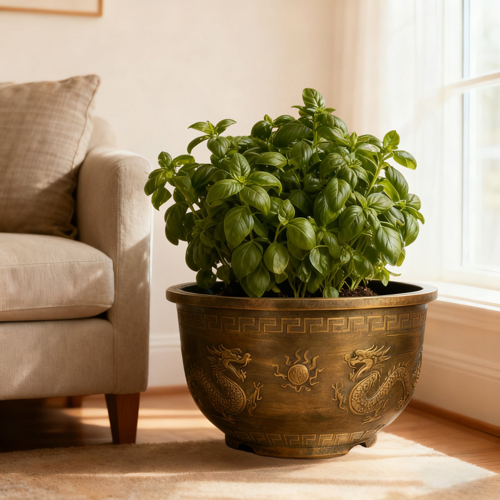 Solum Vitae 20-in 50# Terra-D Round Textured Garden Pots Mint Front View for Living Room,Premium Outdoor Planters for Gardening