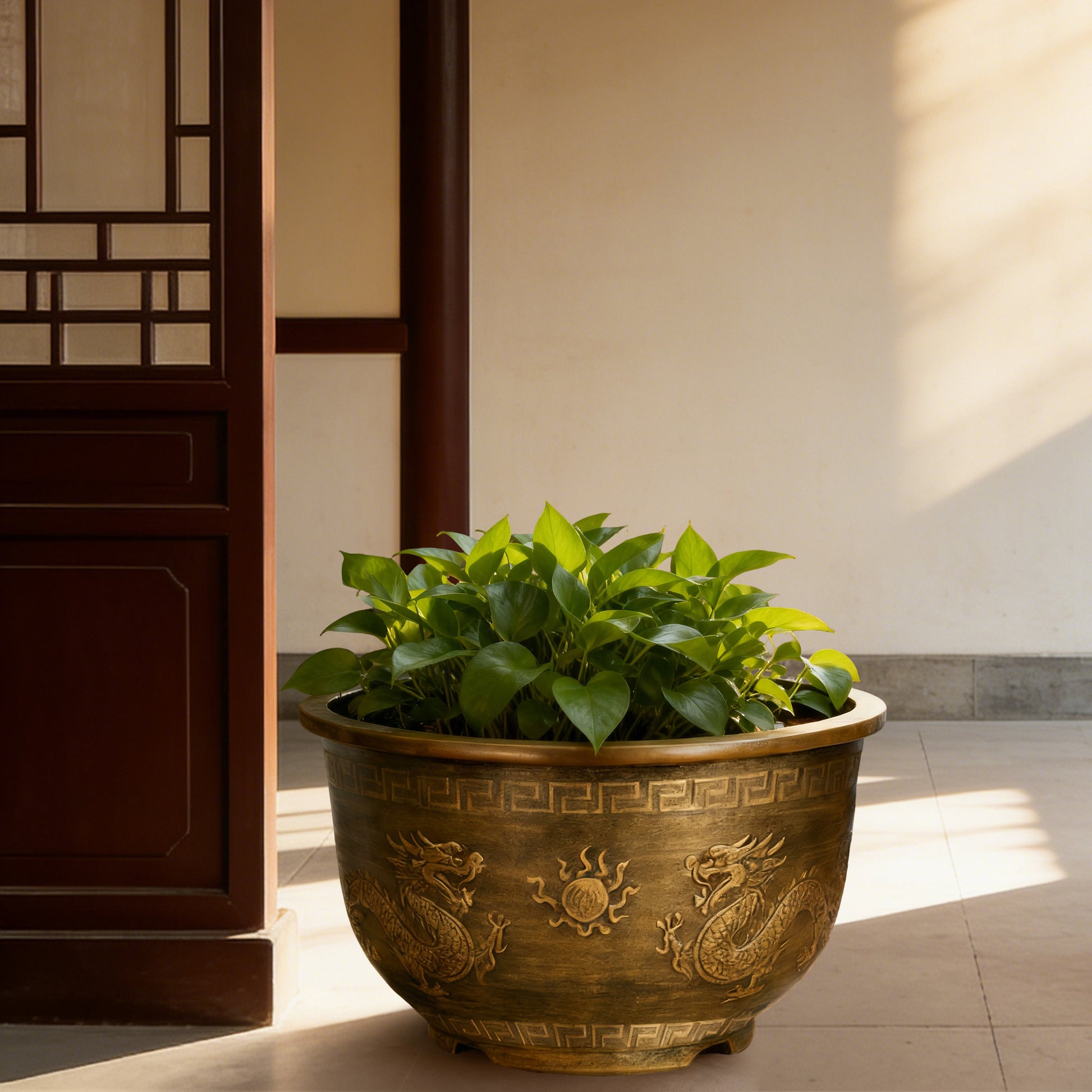Solum Vitae 20-in 50# Terra-D Round Textured Garden Pots Devil’s Ivy Side Profile for Home Garden,Premium Outdoor Planters for Gardening