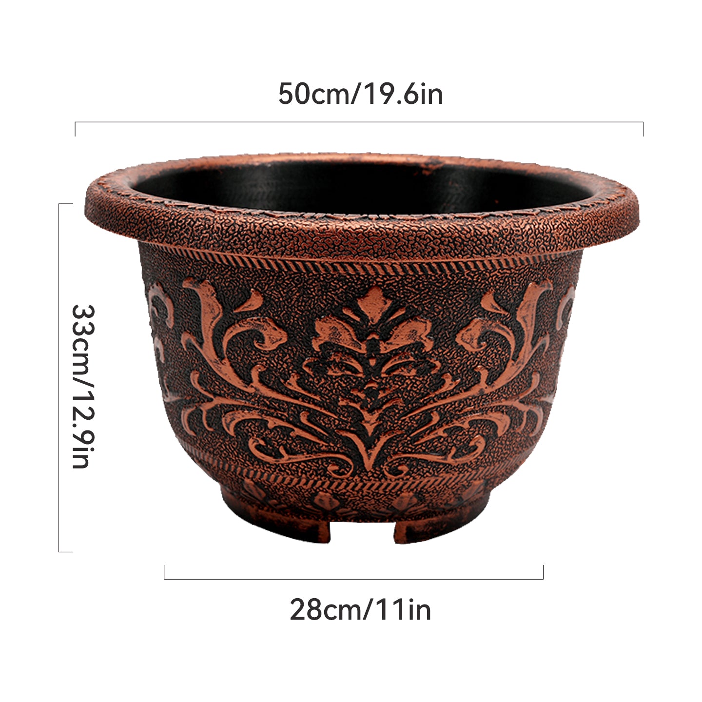 Solum Vitae 20-in 50# Terra-F Round Textured Outdoor Planters Size Display for Empty Pot,Premium Outdoor Planters for Gardening