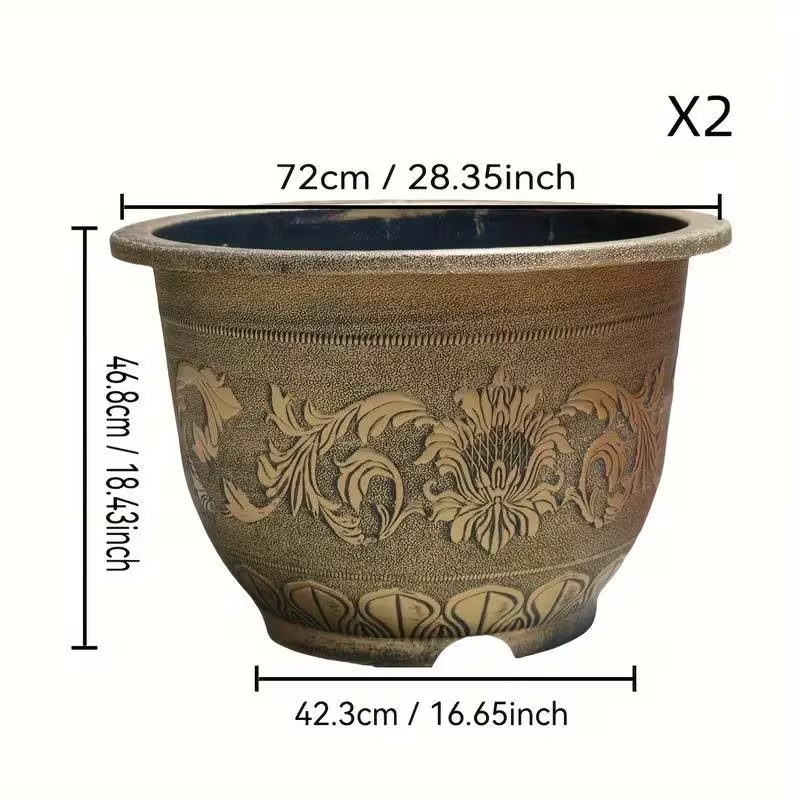 Solum Vitae 28-in 70# Fon Round Textured Large Outdoor Planters Size Display for Empty Pot,Premium Large Planters for Gardening