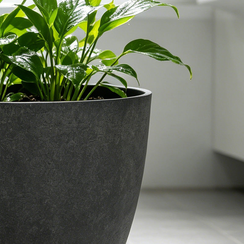 Solum Vitae 2PCS 11 Fon Microgroove  Decorative Planters and Pots Peace Lily Close-up Texture Detail for Outdoor Garden, Grey Premium Indoor Outdoor Planters for Gardening