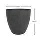 A dark gray textured planter pot with dimension lines indicating a diameter of 28cm and a height of 27cm on a white background.