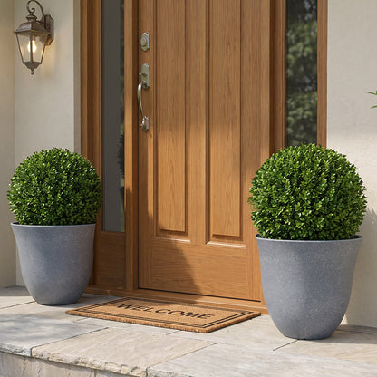 Solum Vitae 2PCS 13 Lux Bright Decorative 0utdoor Planter Pots Boxwood Ball Top-down Shot for Entryway Welcome, Silver Grey Premium Indoor Outdoor Planters for Gardening