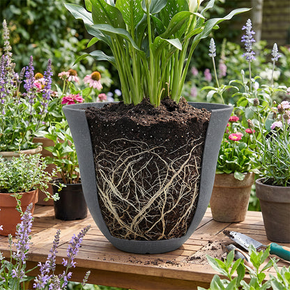 Solum Vitae 2PCS 13 Lux Bright Decorative 0utdoor Planter Pots Calla Lily Roots and Soil for Patio Table, Silver Grey Premium Indoor Outdoor Planters for Gardening