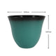 A teal-green speckled planter pot with a black rim, shown with dimension arrows indicating a diameter of 33cm and a height of 27cm on a white background.