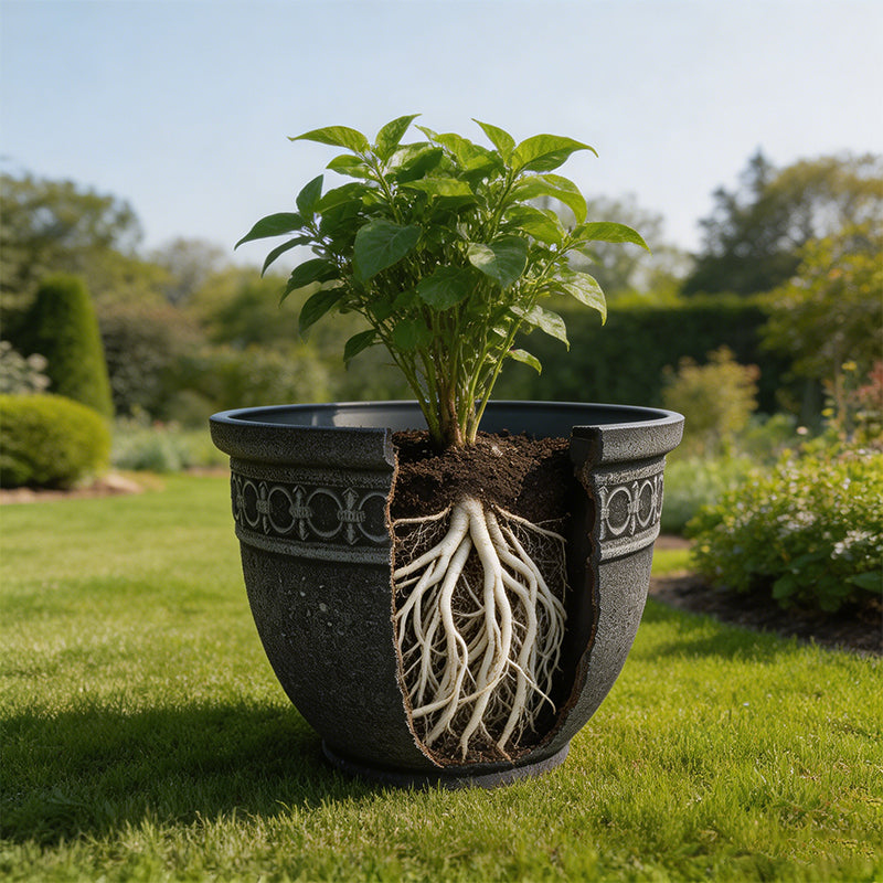 Solum Vitae 2PCS 14 Fon Iron Ring Decorative Outdoor Pots for Plants Hydrangea Seedling Roots and Soil for Backyard Garden, Premium Indoor Outdoor Planters for Gardening