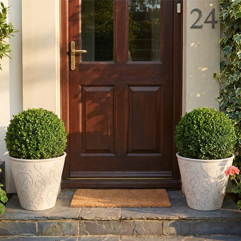 Solum Vitae 2PCS 15 Fon Arabesque Decorative Big Planters Fiddle‑leaf Fig Full Set Display for Entryway Welcome, Premium Indoor Outdoor Planters for Gardening