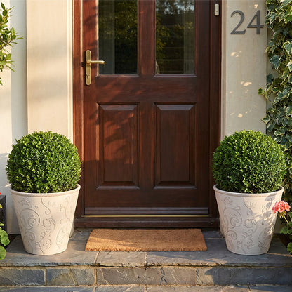 Solum Vitae 2PCS 15 Fon Arabesque Decorative Big Planters Fiddle‑leaf Fig Full Set Display for Entryway Welcome, Premium Indoor Outdoor Planters for Gardening
