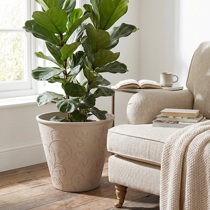 Solum Vitae 2PCS 15 Fon Arabesque Decorative Big Planters Fiddle‑leaf Fig Growth Shots for Living Room, Premium Indoor Outdoor Planters for Gardening