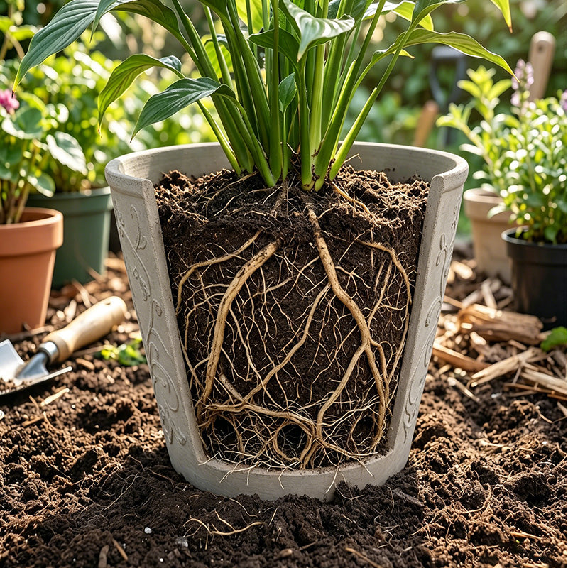 Solum Vitae 2PCS 15 Fon Arabesque Decorative Big Planters Peace Lily Roots and Soil for Garden Sanctuary, Premium Indoor Outdoor Planters for Gardening