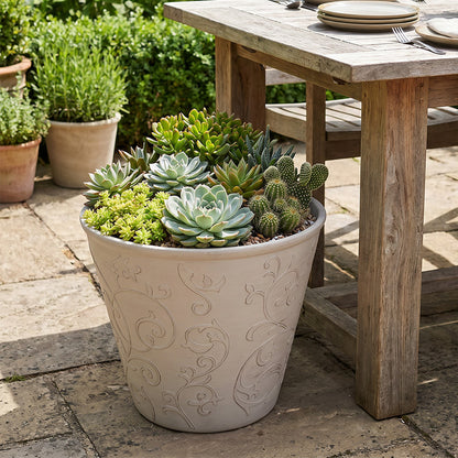 Solum Vitae 2PCS 15 Fon Arabesque Decorative Big Planters Succulent Side Profile for Patio Table, Premium Indoor Outdoor Planters for Gardening