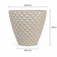 A light beige textured planter pot with a geometric diamond pattern, shown with dimension lines indicating a diameter of 39.5 cm, height of 35 cm, and base width of 22.