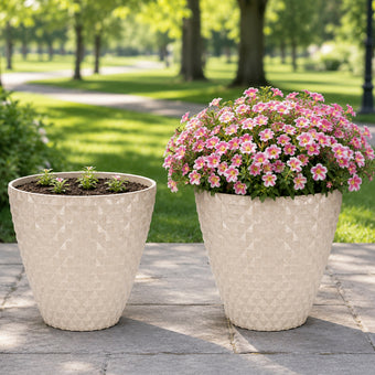 Solum Vitae 2PCS 16 Lux Rhombus Decorative Patio Pots Calibrachoa Growth Shots Comparison for Outdoor Garden, Premium Indoor Outdoor Planters for Gardening