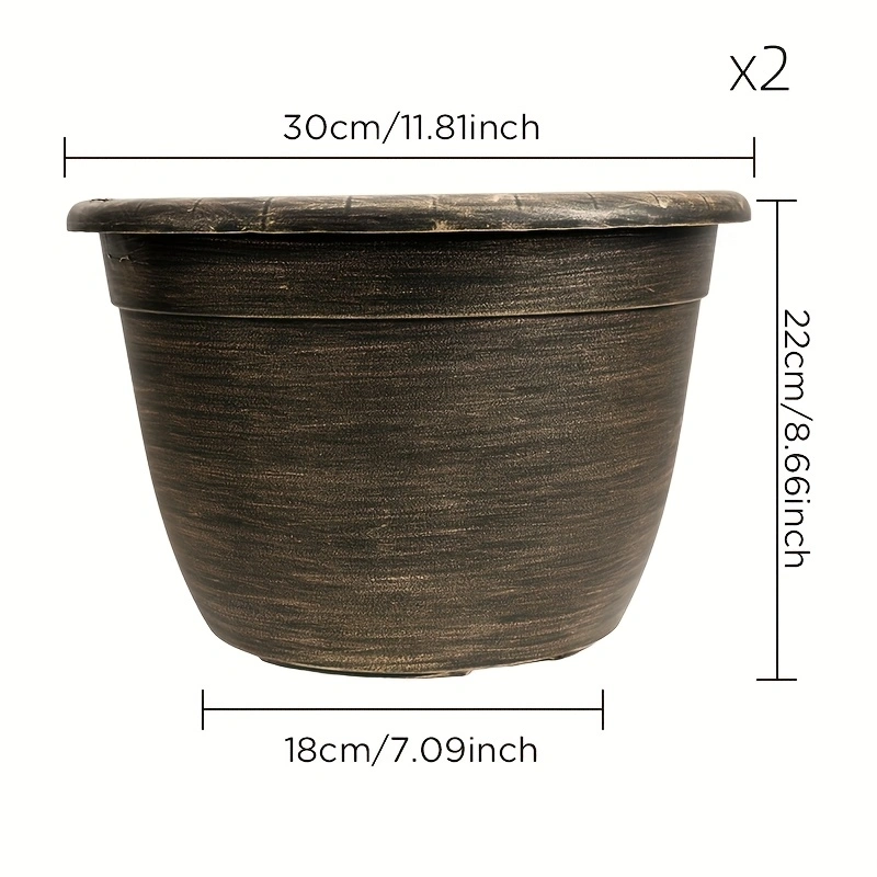 Solum Vitae Fon Classic Round Textured Flower Pots Size Display for Empty Pot,Premium Plant Pots for Gardening 12-in