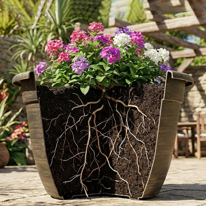 Solum Vitae Fon Classic Round Textured Flower Pots Pansy & Viola Roots and Soil for Courtyard,Premium Plant Pots for Gardening