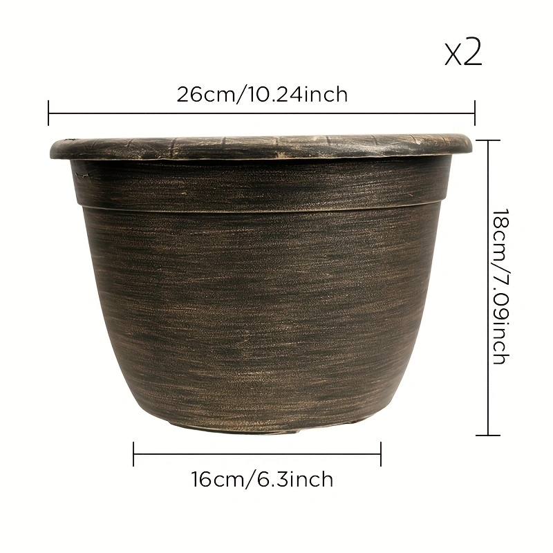 Solum Vitae Fon Classic Round Textured Flower Pots Size Display for Empty Pot,Premium Plant Pots for Gardening 10-in