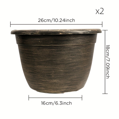 Solum Vitae Fon Classic Round Textured Flower Pots Size Display for Empty Pot,Premium Plant Pots for Gardening 10-in